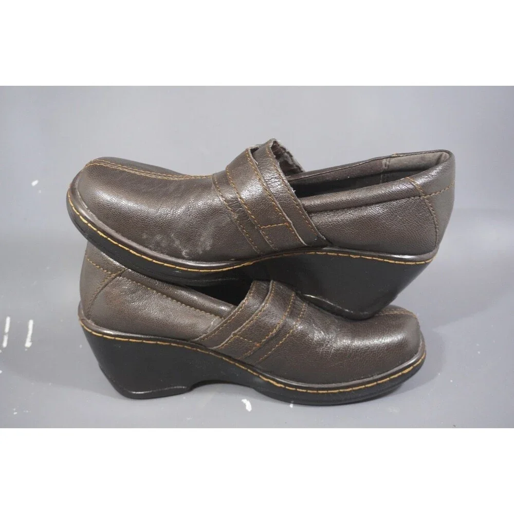 b.o.c. Born Leather Laurium Leather Monk Strap Shoes Clogs Womens 7 Brown